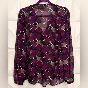 a.n.a Purple and Black Patterned Blouse